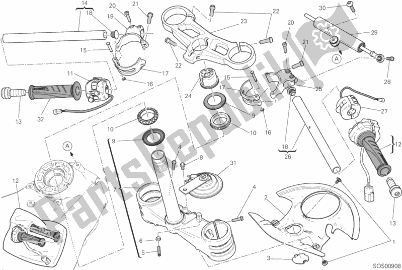 Toutes les pièces pour le Semimanubri - Ammortizzatore Di Sterzo du Ducati Superbike 959 Panigale ABS 2018